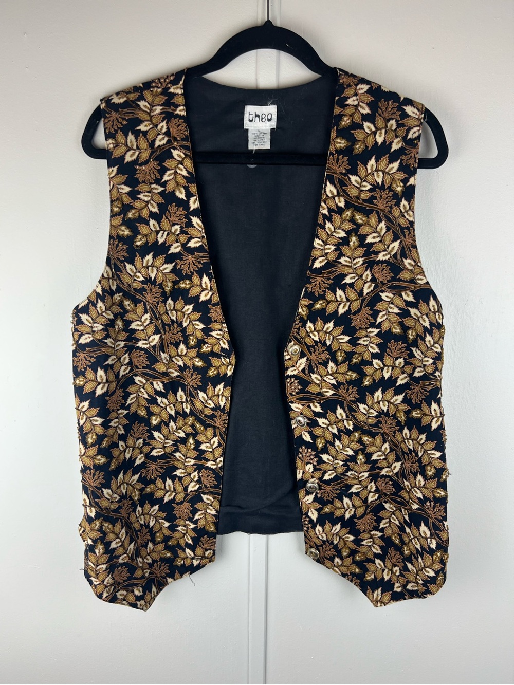 Vintage THEO beaded batik cotton vest
